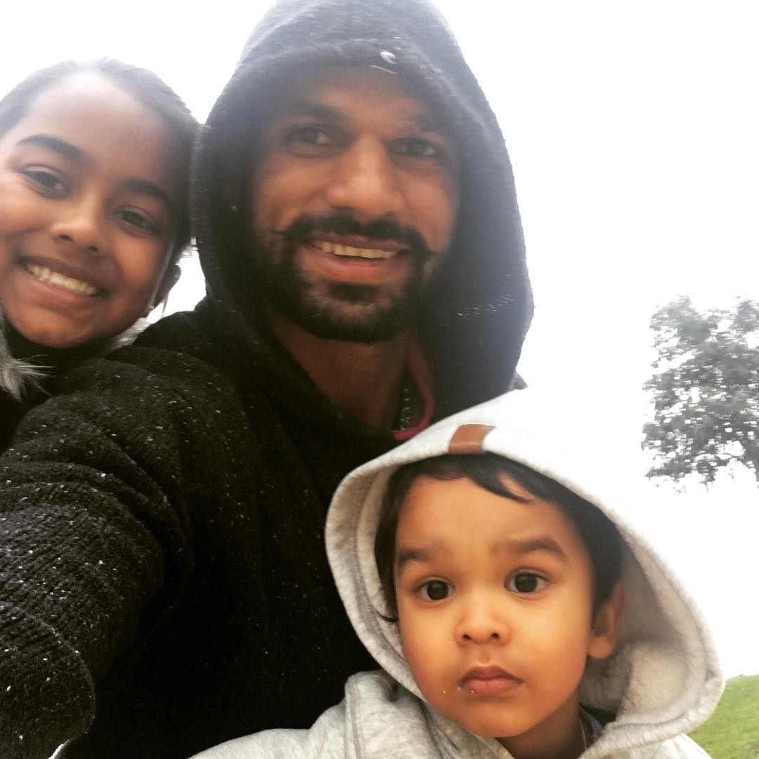 Shikhar Dhawan with his kids