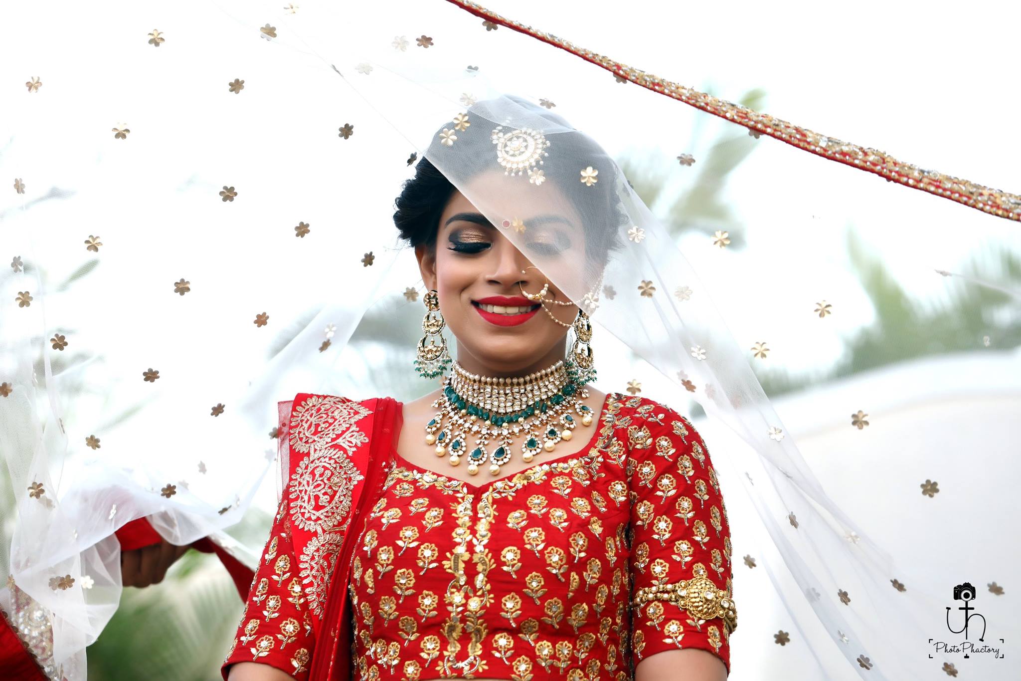 wedding vows on bridal lehenga