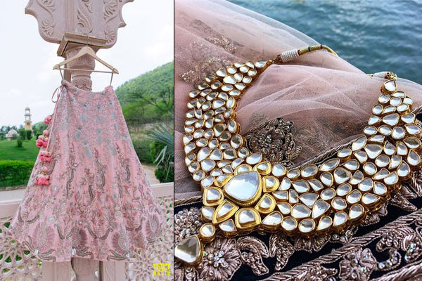 bridal lehenga and jewellery
