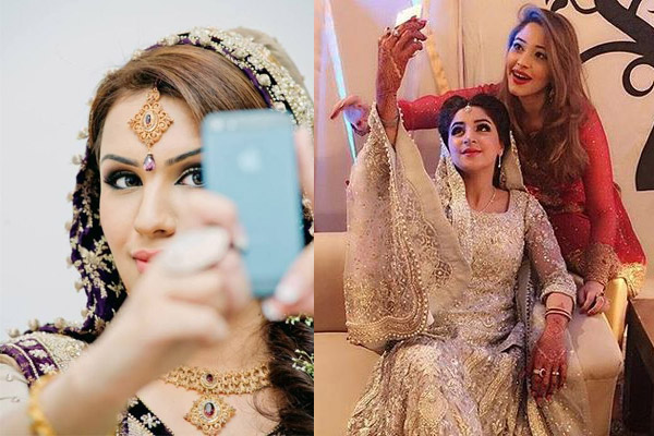 Indian bride taking selfie