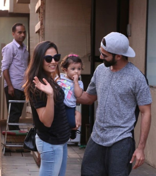 shahid mira snapped outside their house