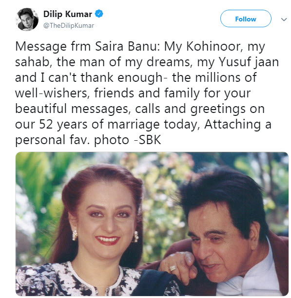 Dilip Kumar and Saira Banu 