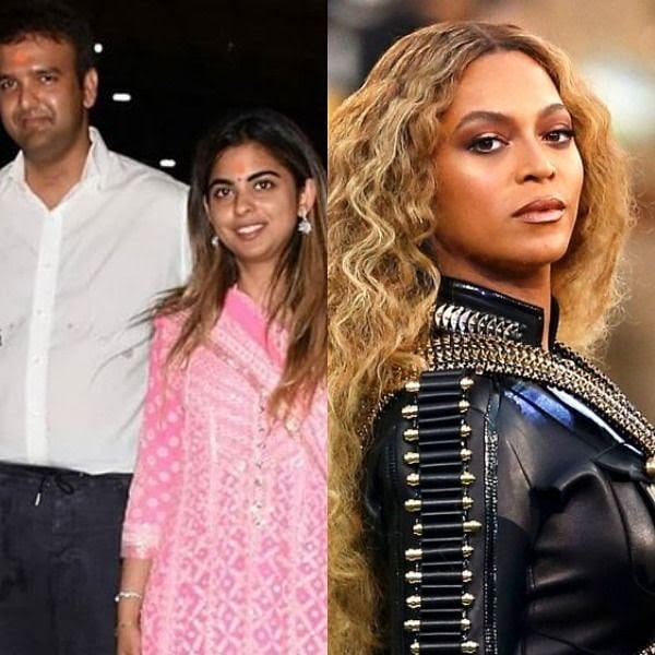Beyonce, Isha Ambani and Anand Ambani