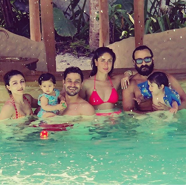 Saif Ali Khan, Kunal Kemmu, Soha Ali Khan, Kareena Kapoor Khan, Taimur Ali Khan and Inaaya Naumi Kemmu
