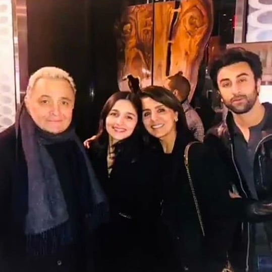 Rishi, Neetu and Ranbir Kapoor with Alia Bhatt