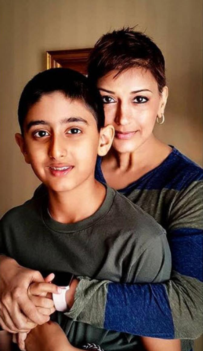 Sonali Bendre with her son, Ranveer Behl