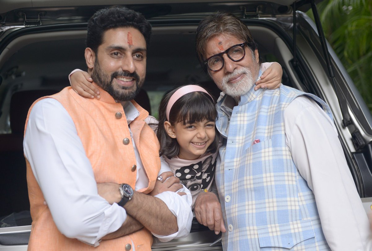 Abhishek Bachchan, Amitabh Bachchan and Aaradhya Bachchan