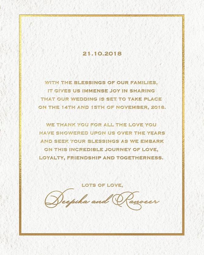 DeepVeer wedding confirmation