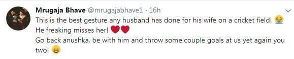 Twitter Appreciating Virat Kohli Gesture For Anushka 