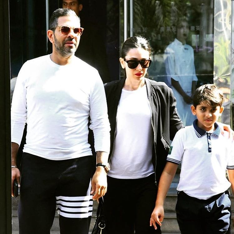 Karisma Kapoor With Sunjay Kapur and Son Kiaan