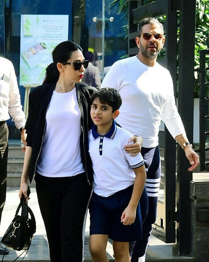 Karisma Kapoor With Sunjay Kapur and Son Kiaan