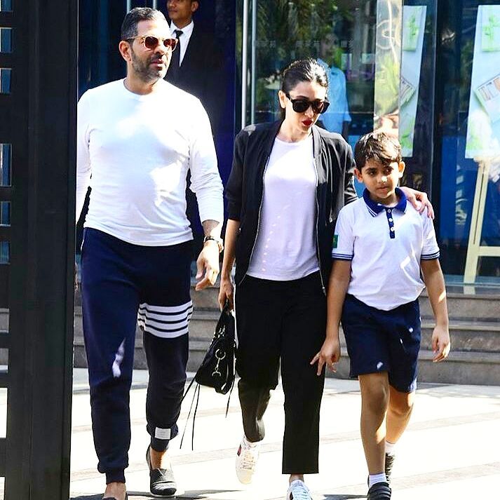 Karisma Kapoor With Sunjay Kapur and Son Kiaan