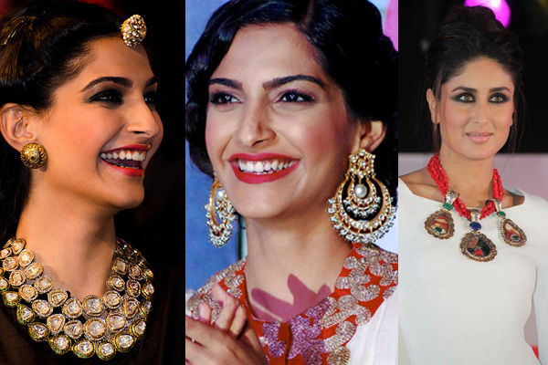 Heavy necklaces and earrings