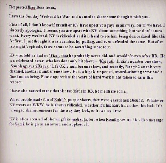Teejay Sidhu open letter for bigg boss team