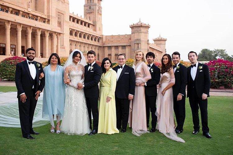 Priyanka and Nick's wedding family picture