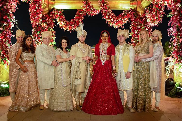 Priyanka and Nick's wedding family picture