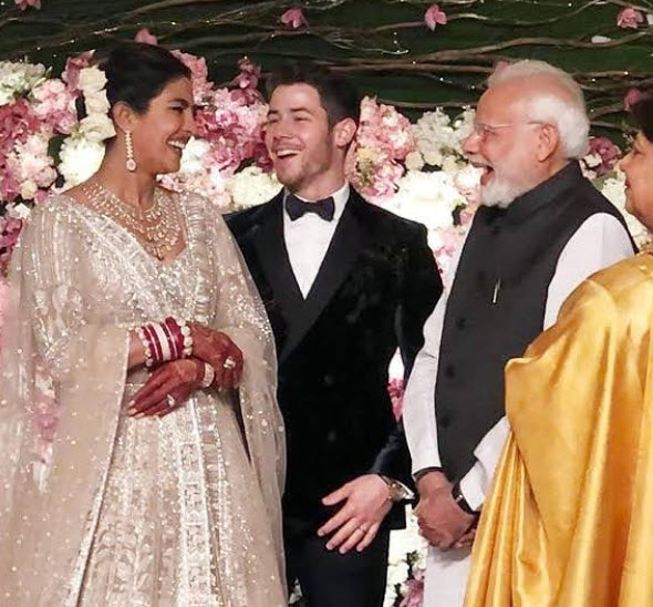 Priyanka and Nick with Narendra Modi