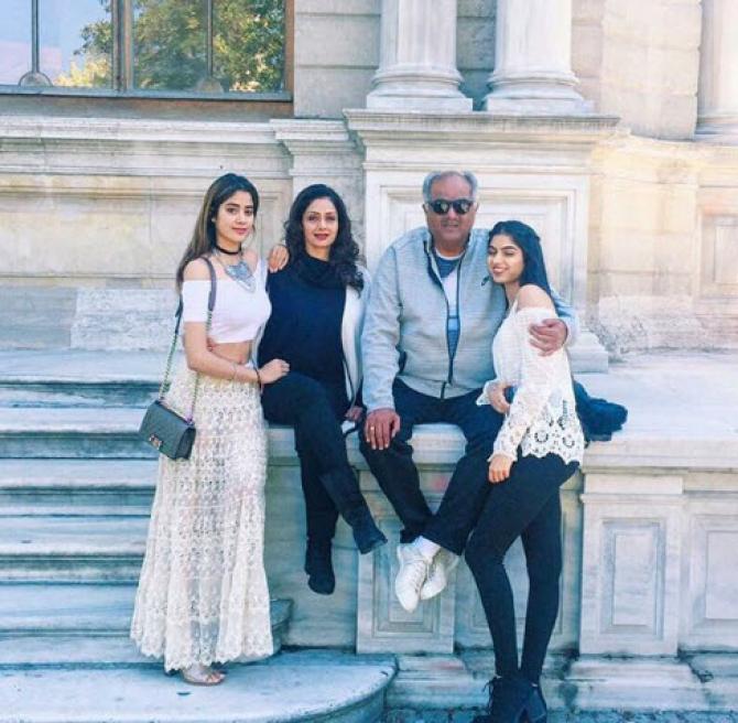 Boney Kapoor, Sridevi, Janhvi and Khusi Kapoor