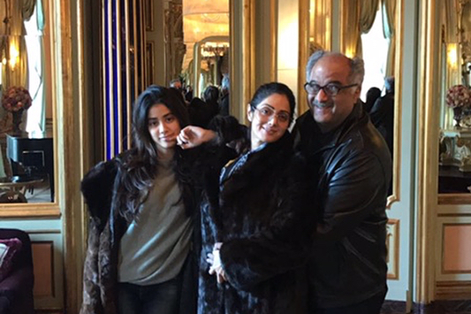 Janhvi Kapoor with Sridevi and Boney Kapoor