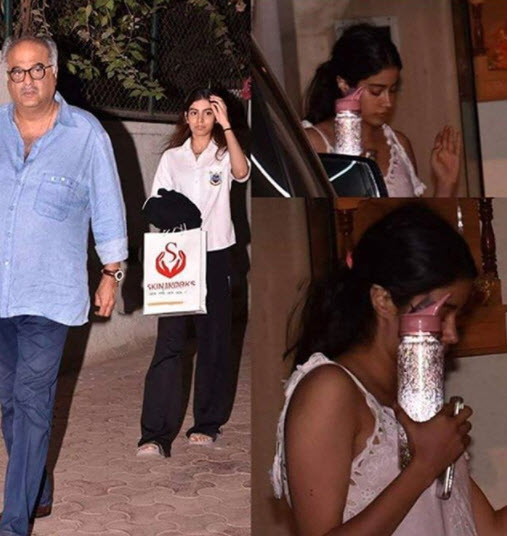 Boney Kapoor, Janhvi Kapoor and Khushi Kapoor