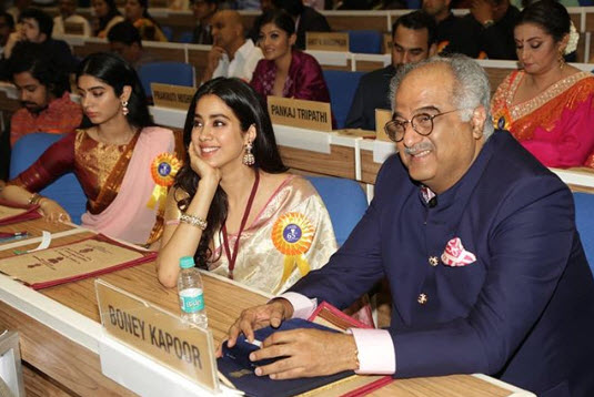 Boney Kapoor, Janhvi Kapoor and Khushi Kapoor