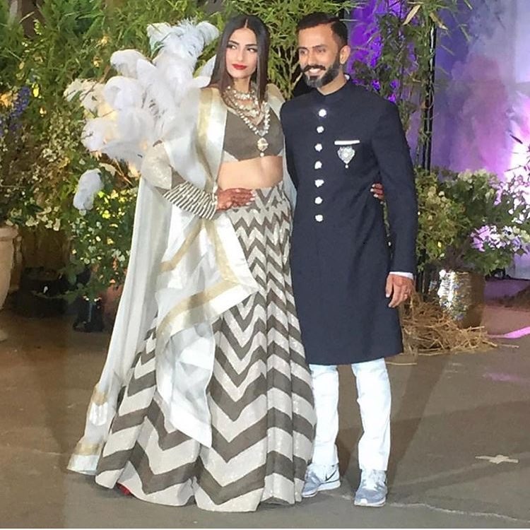 Sonam Kapoor and Anand Ahuja reception look