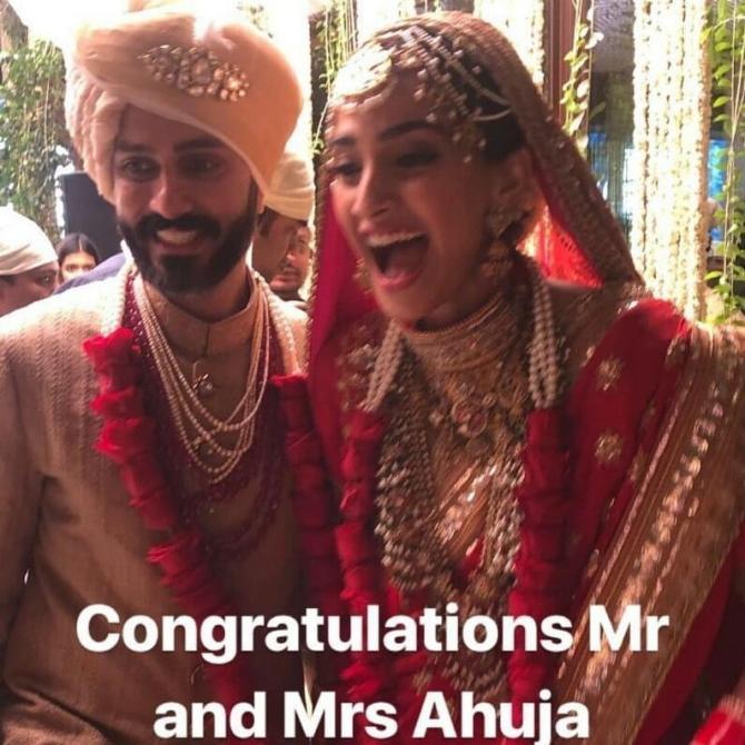 Sonam Kapoor and Anand Ahuja wedding look