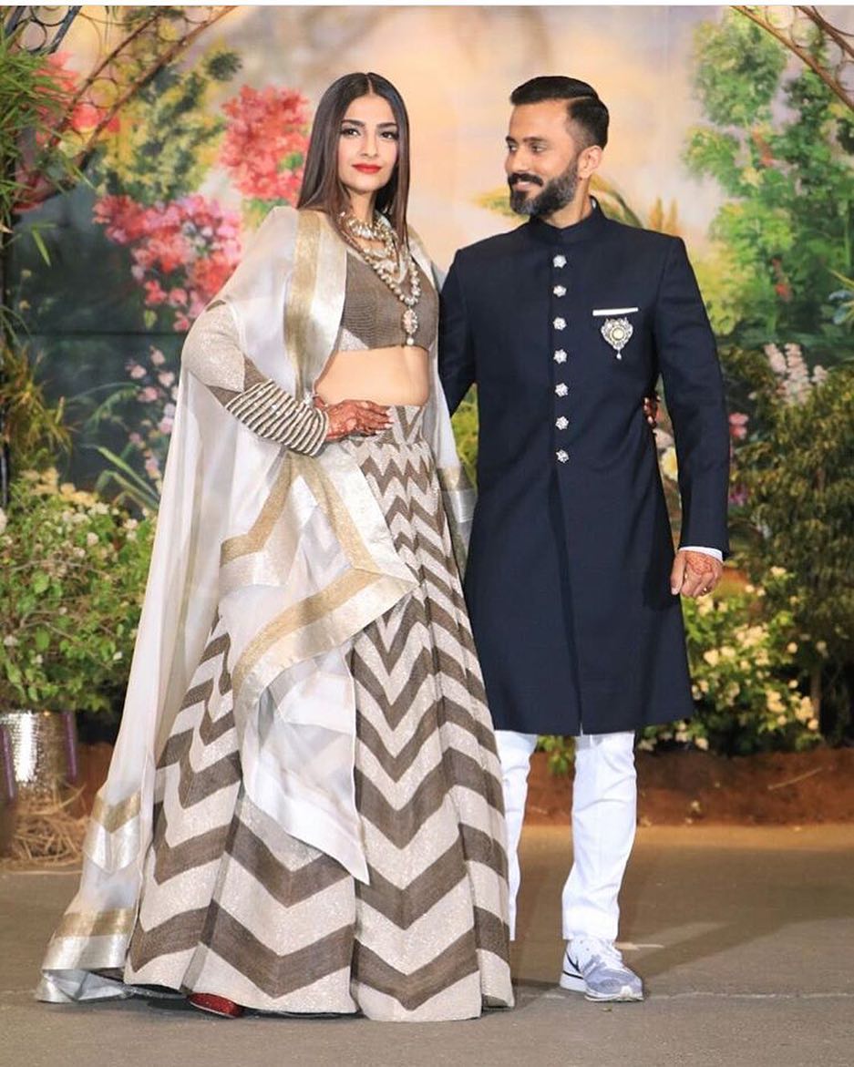 Sonam Kapoor and Anand Ahuja reception look