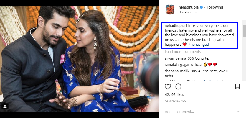 Neha Dhupia and Angad Bedi