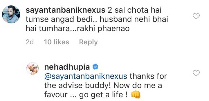 Neha Dhupia asked to tie rakhee