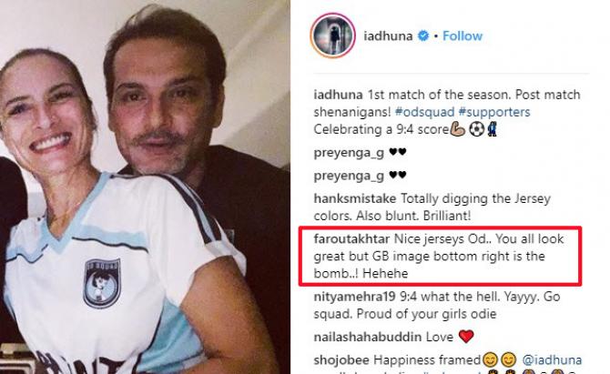 Farhan comments on Adhuna's pic