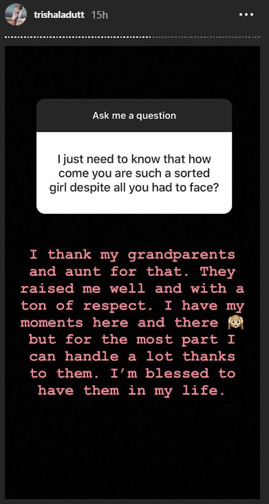 Trishala Dutt Answers How Does It Feel To Live Without Her Parents