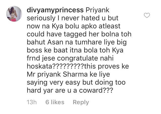 Priyank trolled for not praising divya
