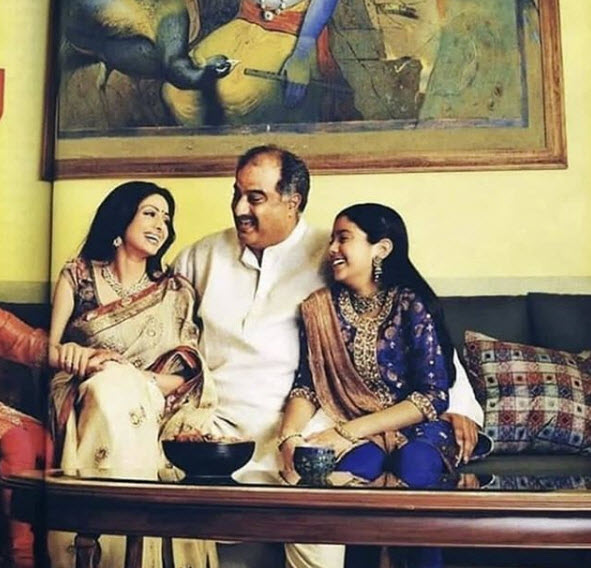 Sridevi, Boney Kapoor and Janhvi Kapoor