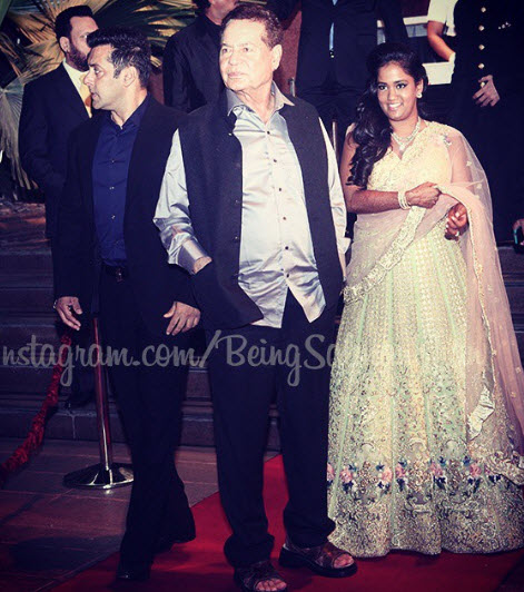 Salman Khan, Salim Khan and Arpita Khan