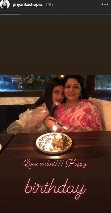 Priyanka celebrates father's birthday with mom Madhu Chopra over dinner date