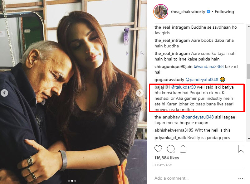 Rhea Chakraborty and Mahesh Bhatt