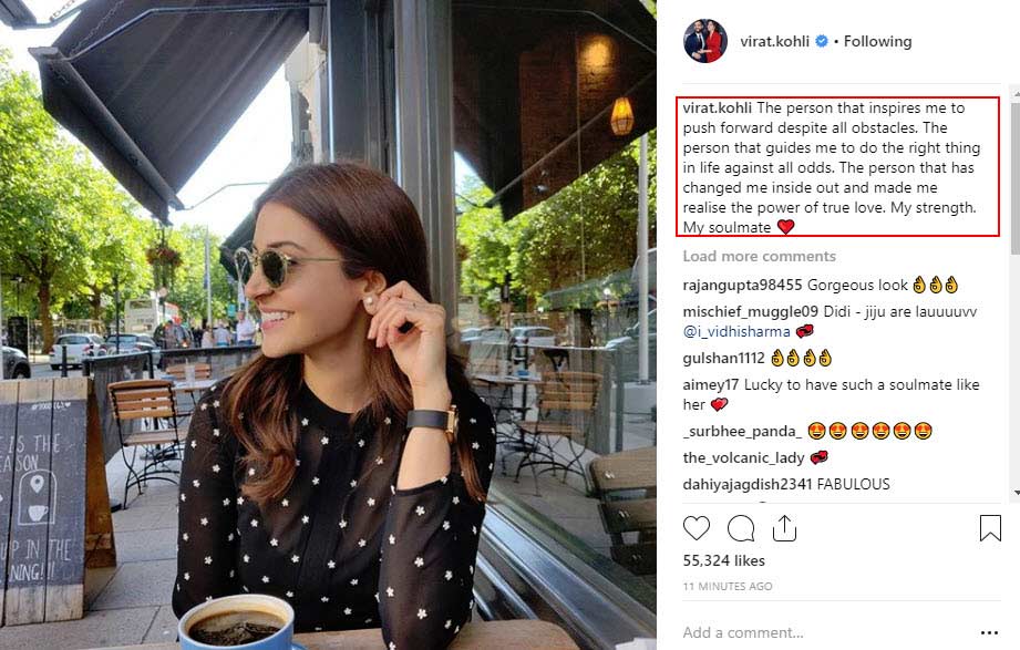 Virat kohli pens an emotional note dedicated to wife Anushka sharma