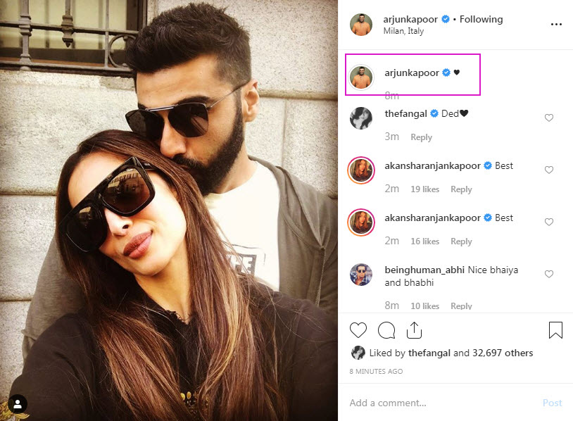 Arjun Kapoor birthday wish for Malaika