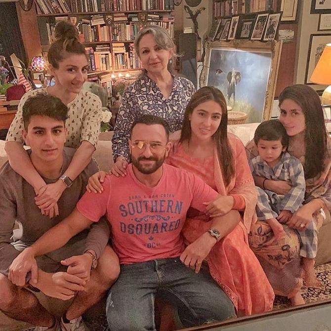 Sharmila Tagore, Saif Ali Khan, Kareena Kapoor Khan, Sara Ali Khan, Ibrahim Ali Khan and Taimur Ali Khan
