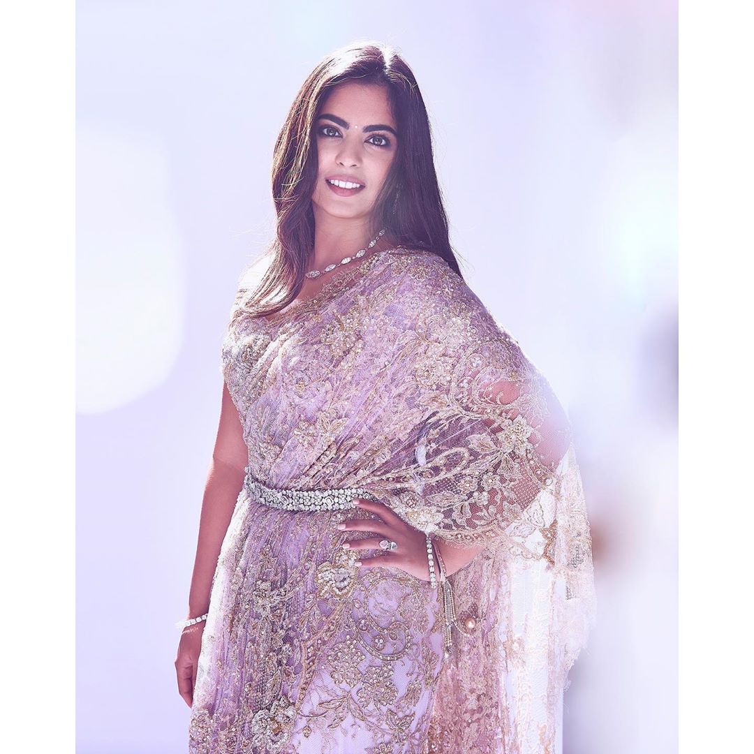 Isha Ambani Piramal Lilac Lace Saree