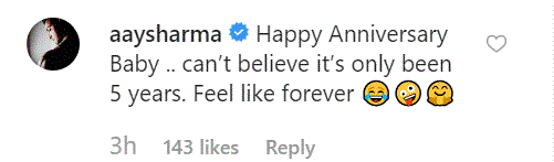 aayush sharma's comment