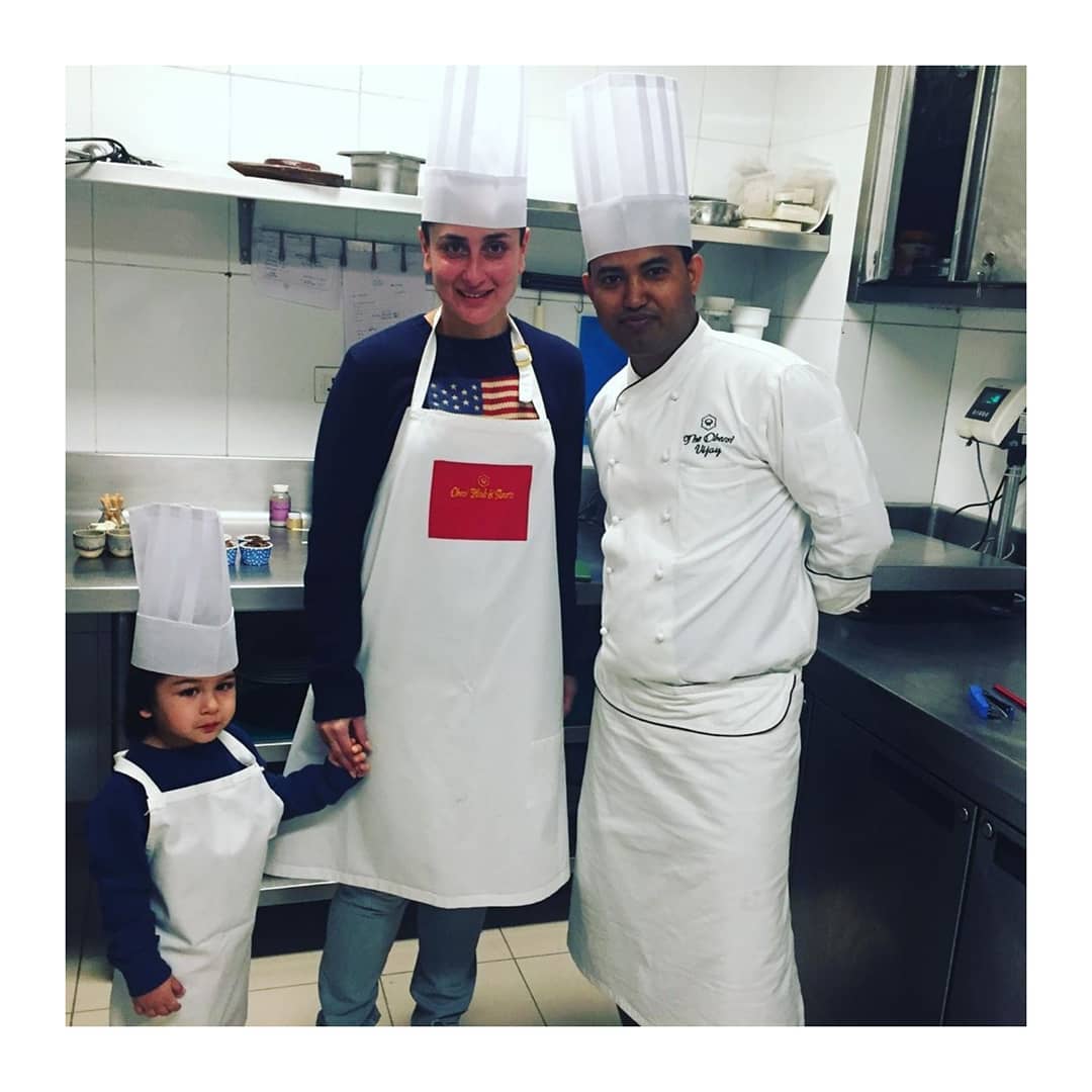 Taimur and Kareena cooking class