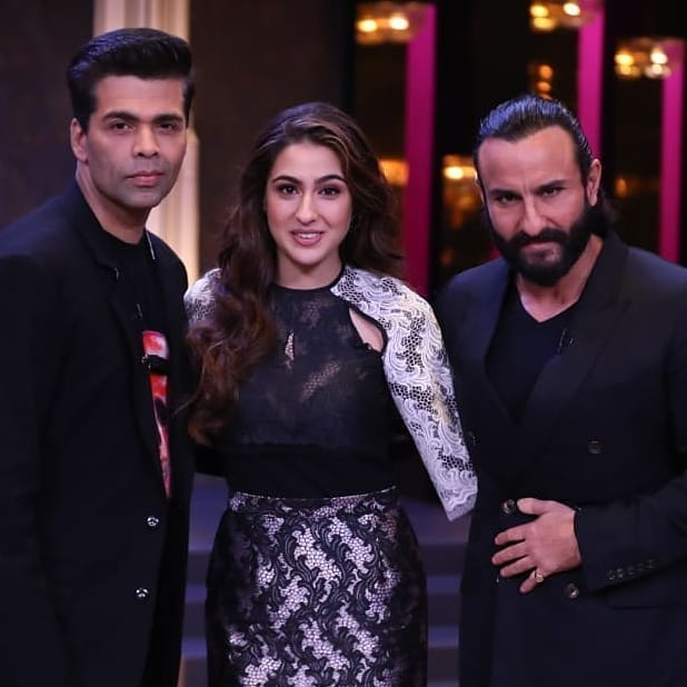 Sara Ali Khan, Saif Ali Khan and Karan Johar