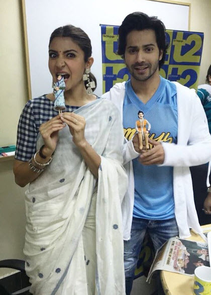 Varun Dhawan and Anushka Sharma durng Sui Dhaaga promotions