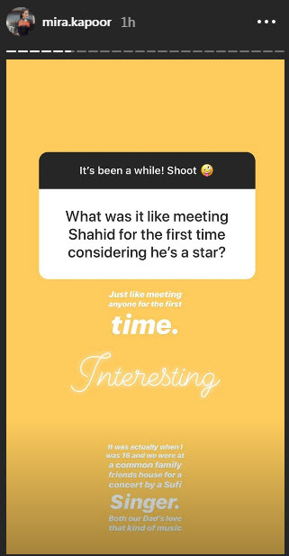 Mira Rajput Instagram questionnaire