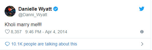 Danielle Wyatt proposing Virat Kohli