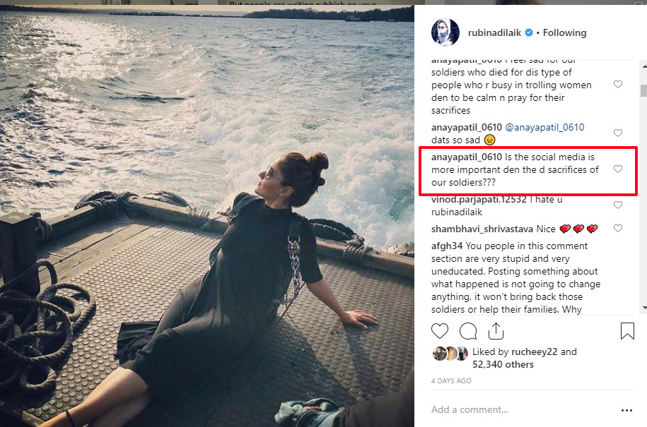 Rubina Dilaik trolled after Pulwama attack