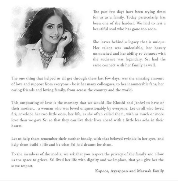 Sridevi eulogy