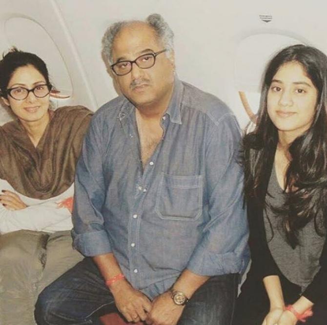 Sridevi, Boney Kapoor and Janhvi Kapoor